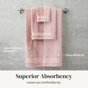 Modern Threads Spun Loft towels demonstrate fast-drying capability after showers.