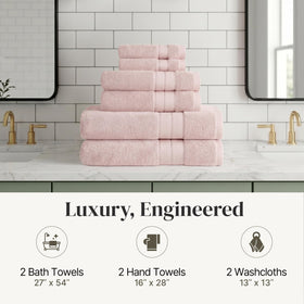 Modern Threads Spun Loft blush towels enhance guest bathroom ambiance with luxury.