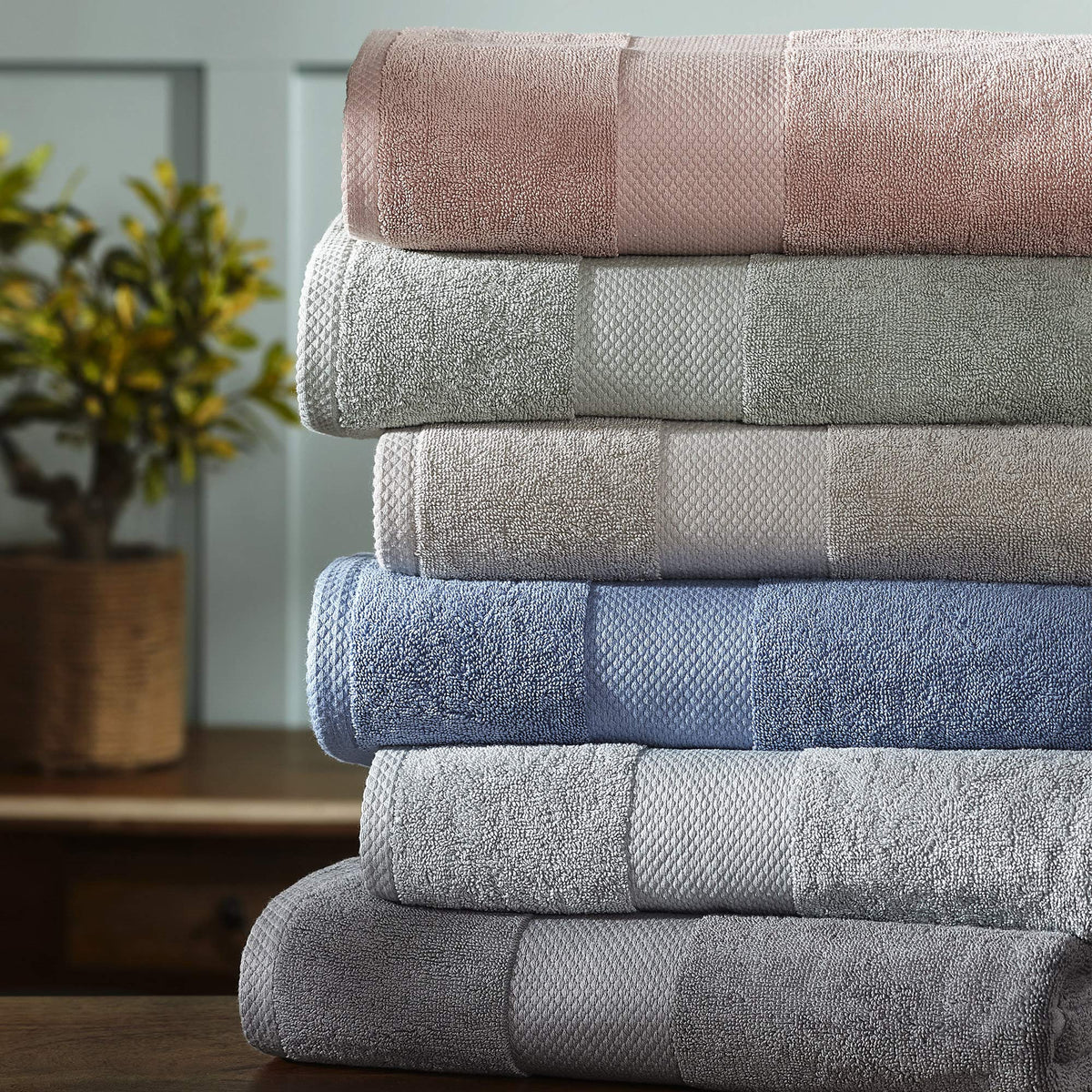 Modern Threads towel set charcoal folded display suggests a refined look
