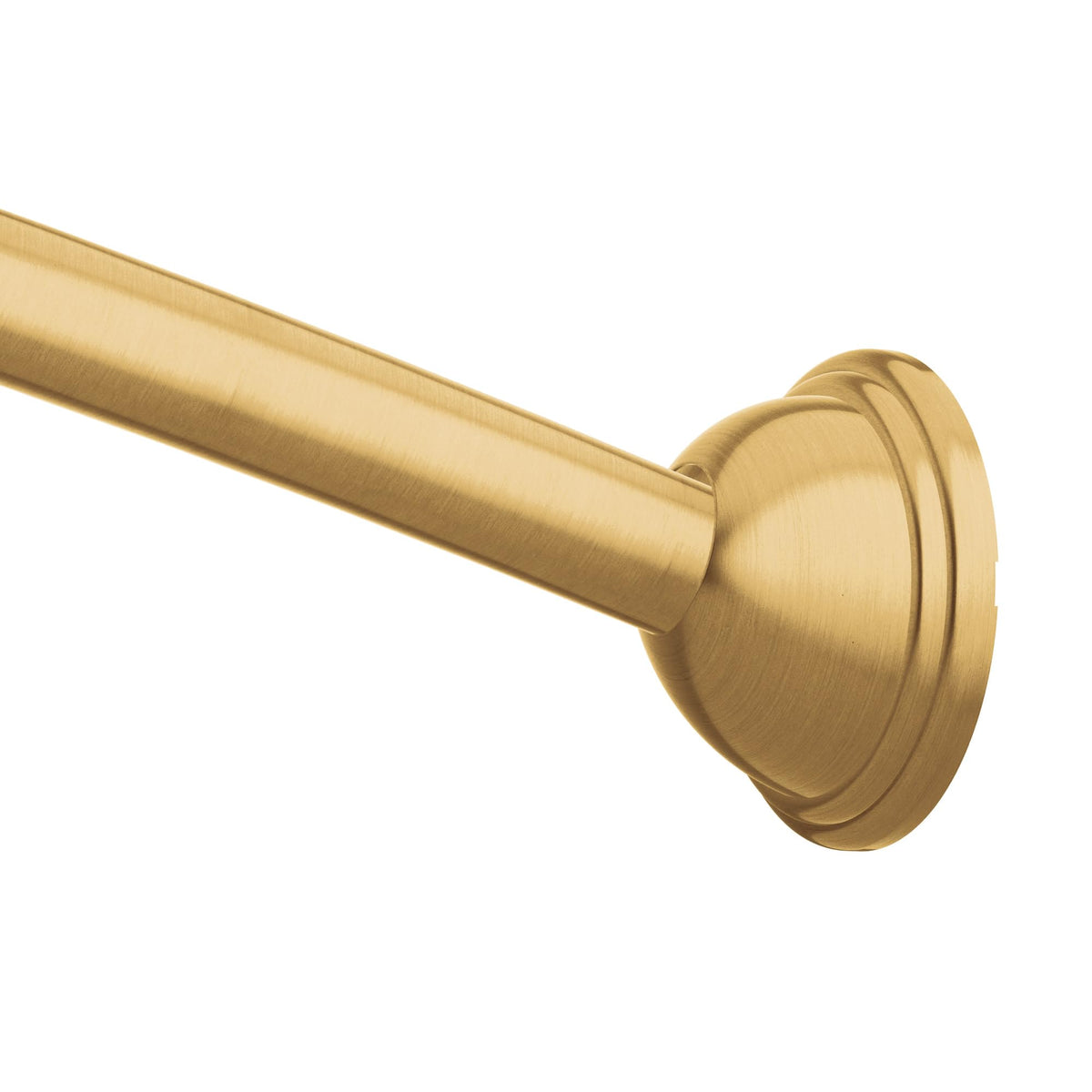 Moen brushed-gold curved shower rod extends 54 to 72 inches for more space