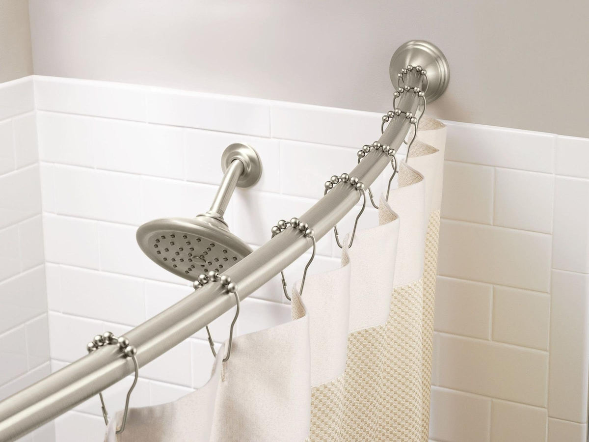 Curved profile increases shower room for comfortable movement