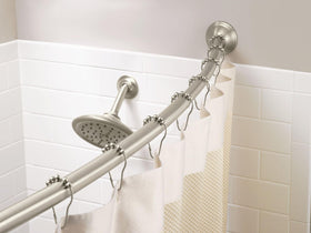 Curved profile increases shower room for comfortable movement