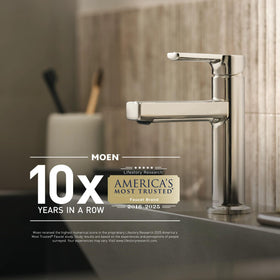Coordinates with Moen bathroom accessories for a cohesive space