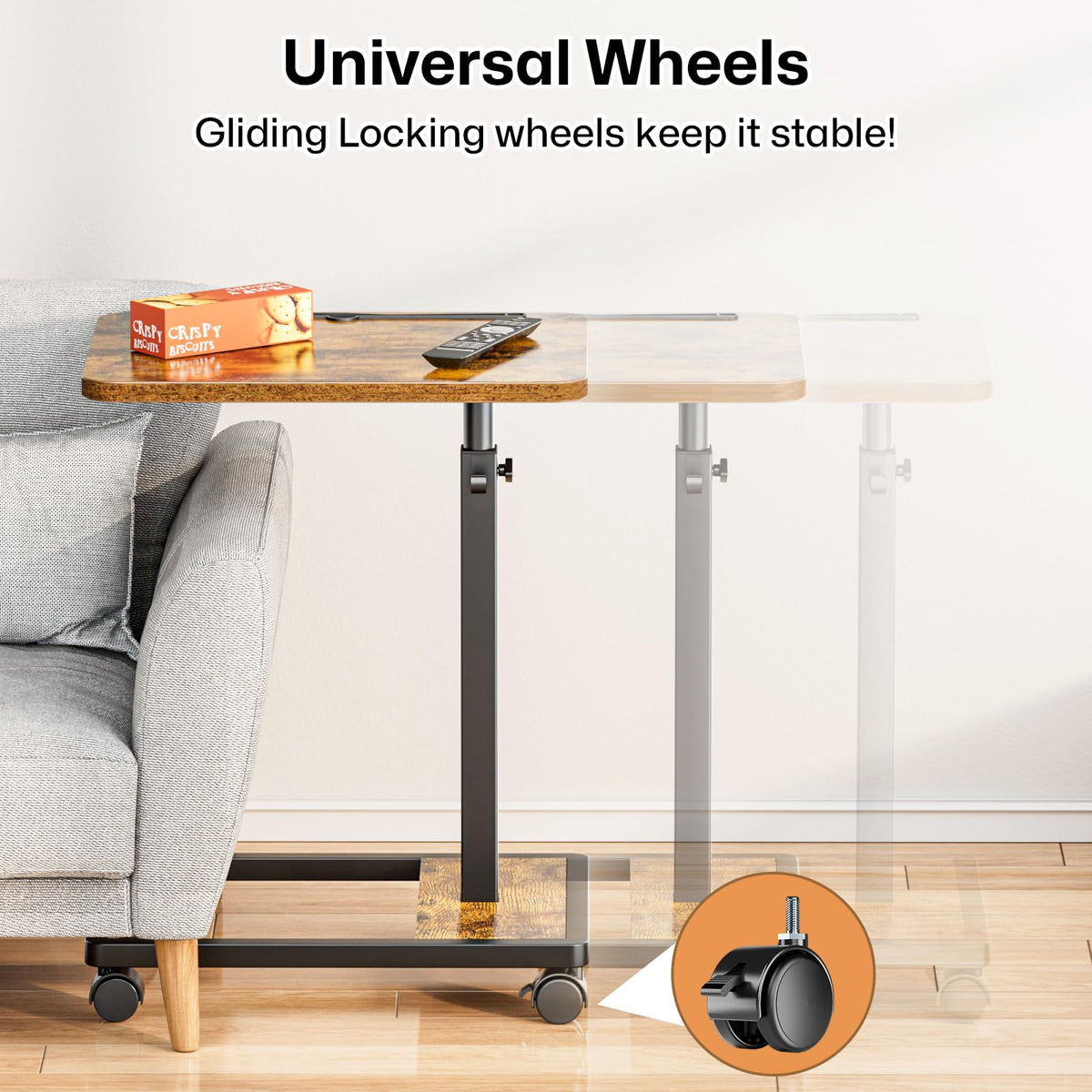 MOFAIN height-adjustable end table adapts to sofa height for comfort