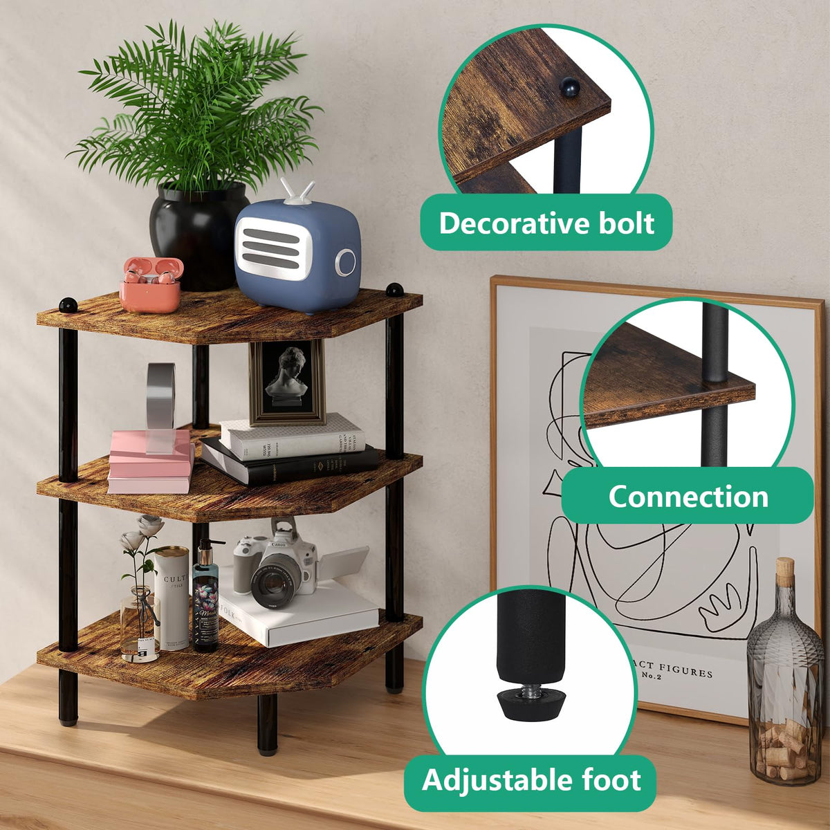 MOFAIN kitchen corner storage keeps spices neatly organized.