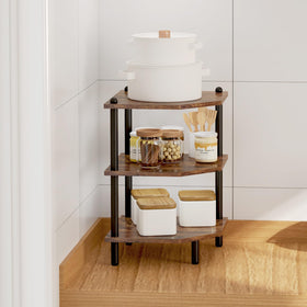 MOFAIN corner shelf with rubber feet protects floors.