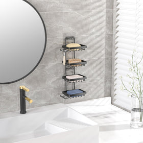 Moforoco bathroom organizer shower rack reduces clutter in small spaces.