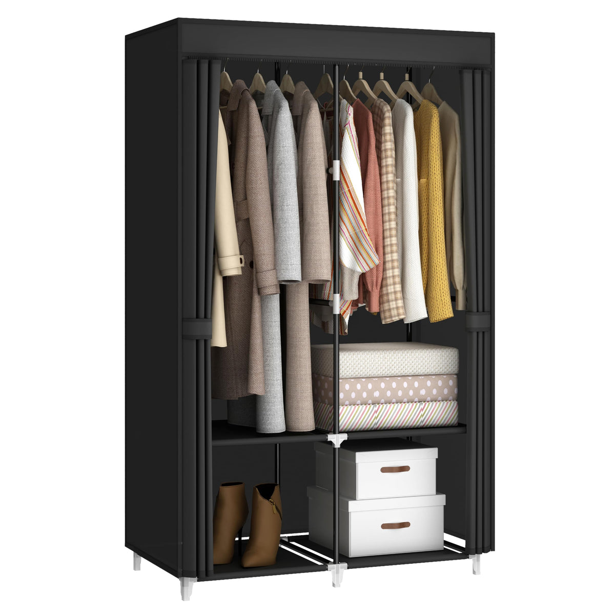 MOGELAFOO portable closet with dustproof cover protecting clothes in a small space