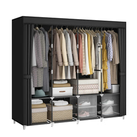 MOGELAFOO portable closet wardrobe front view showing wide storage capacity