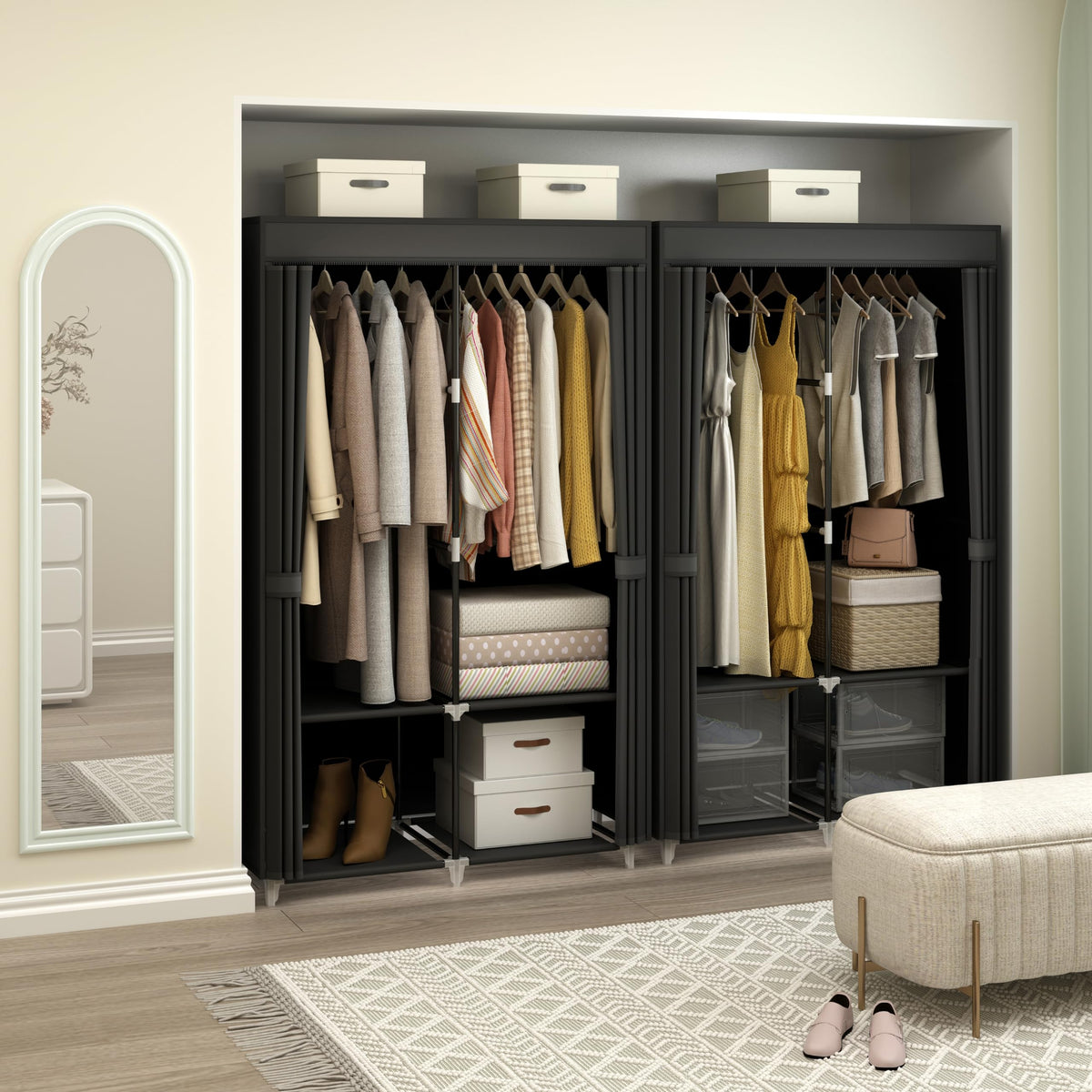 MOGELAFOO moveable design to reconfigure storage in tight spaces