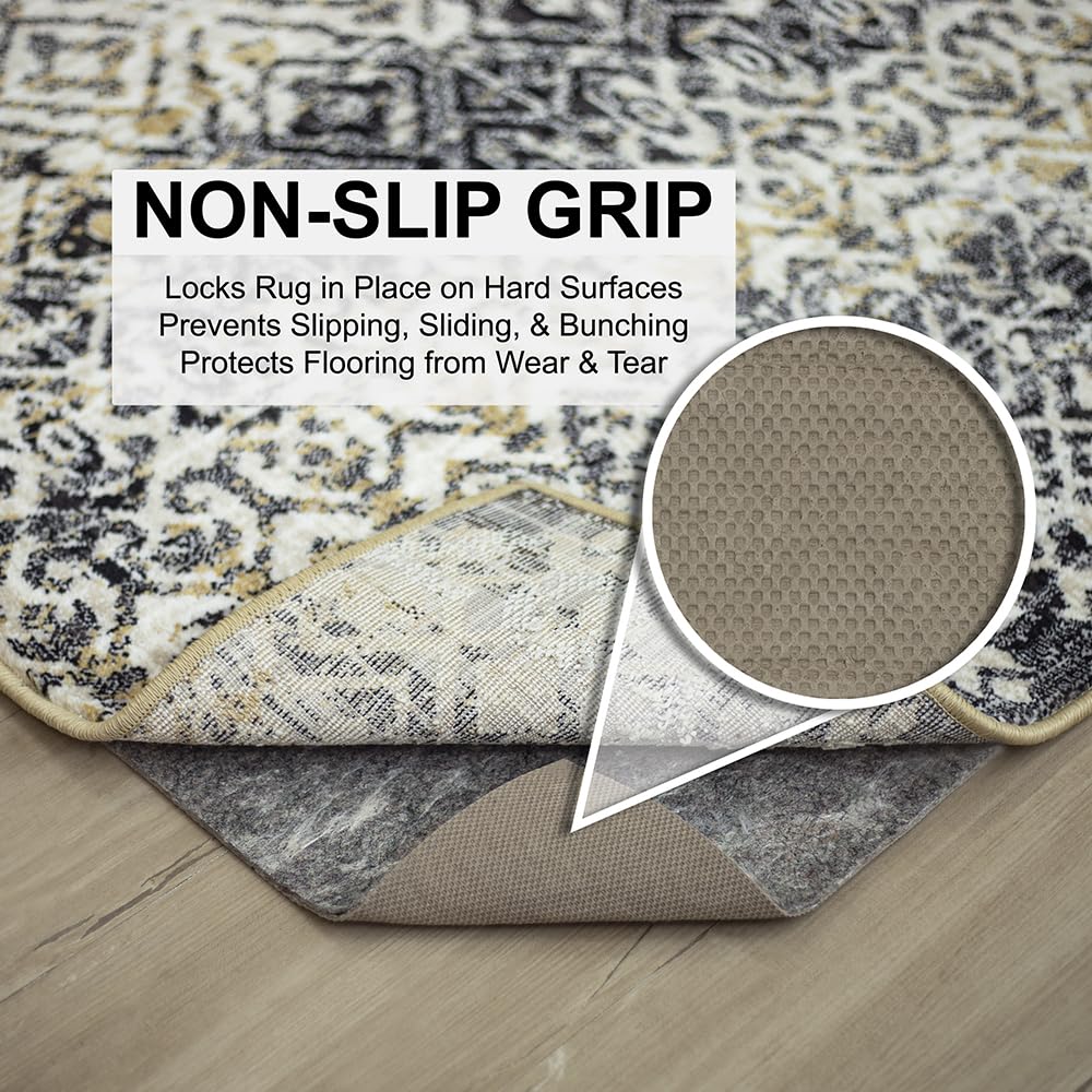 Mohawk Home rug pad latex backing demonstrates anti-slip security on various floors
