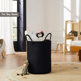 MOJOSCEND black basket open top view, ideal for laundry collection