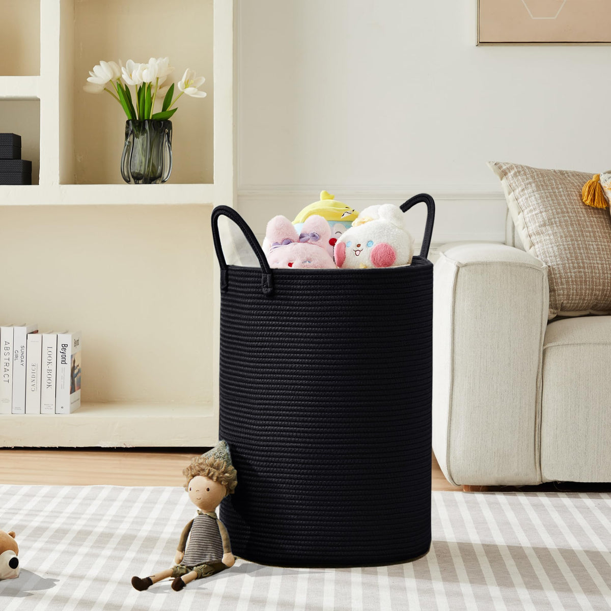 MOJOSCEND 80L basket uses durable cotton rope for everyday organization