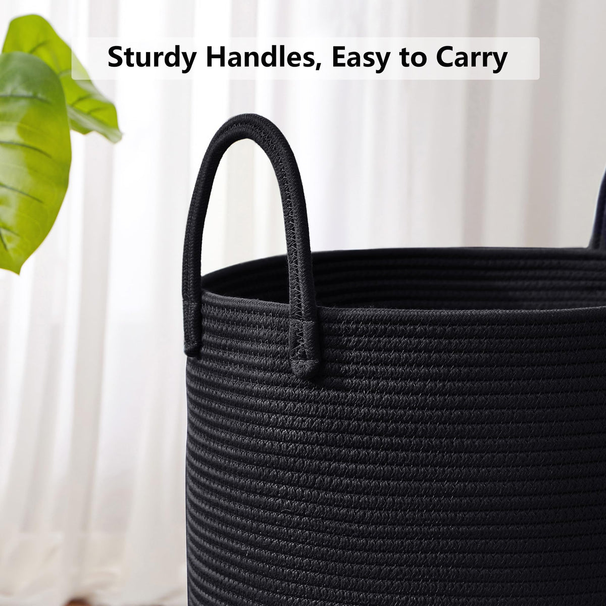 MOJOSCEND 80L basket shown in living room enhances organization and style