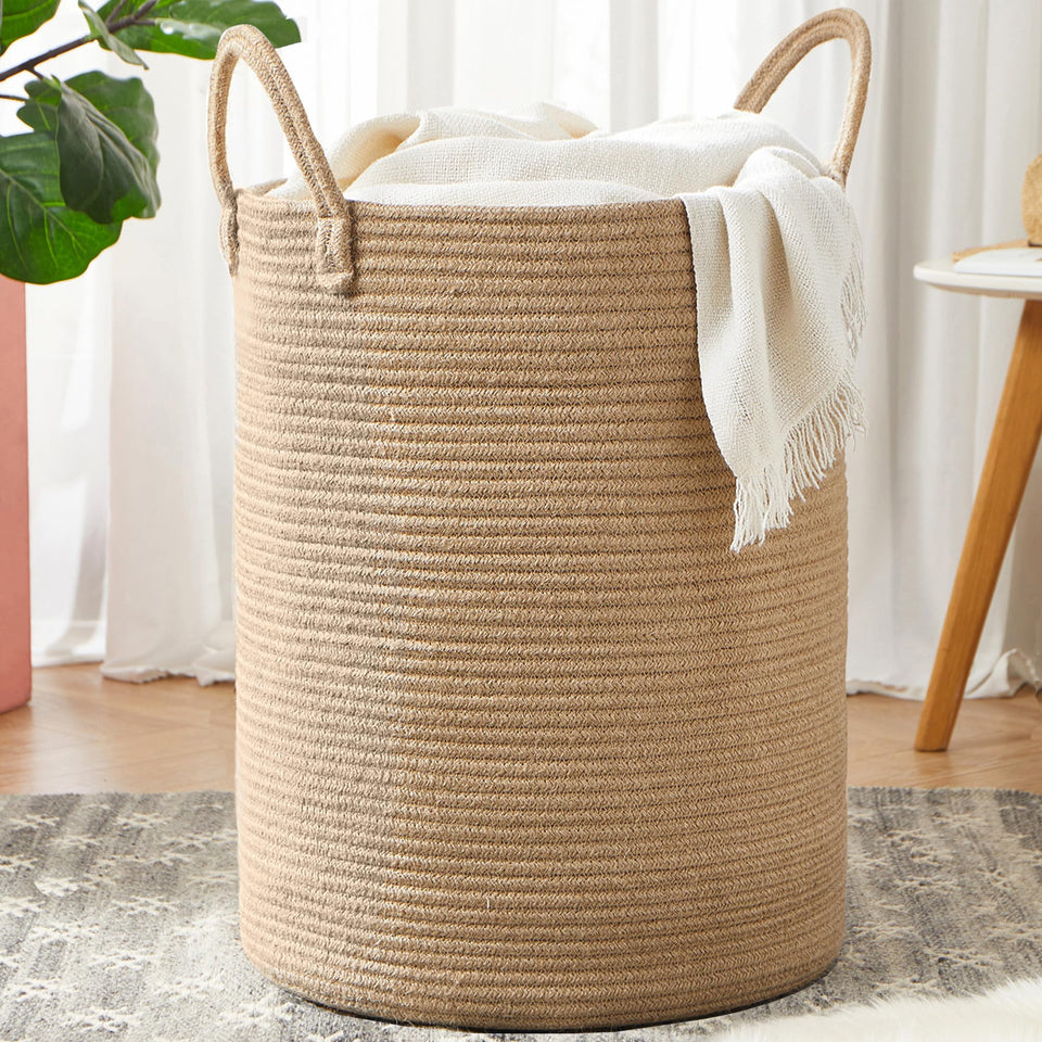 MOJOSCEND 80L laundry hamper front view with ample capacity for weekly laundry.