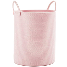 MOJOSCEND 80L pink laundry hamper with freestanding design for easy room organization.