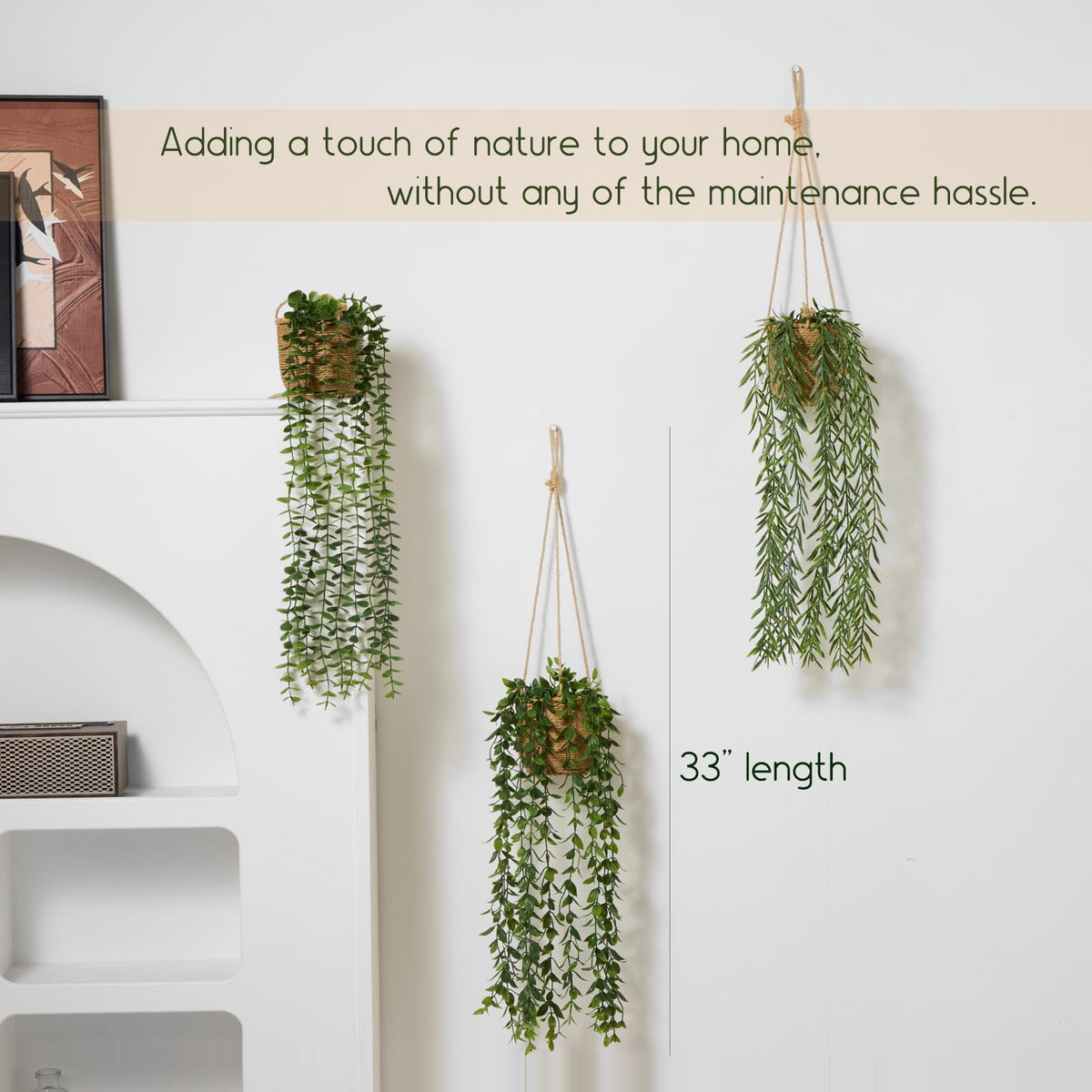 Mokof long trailing artificial plants for wall or ceiling display.