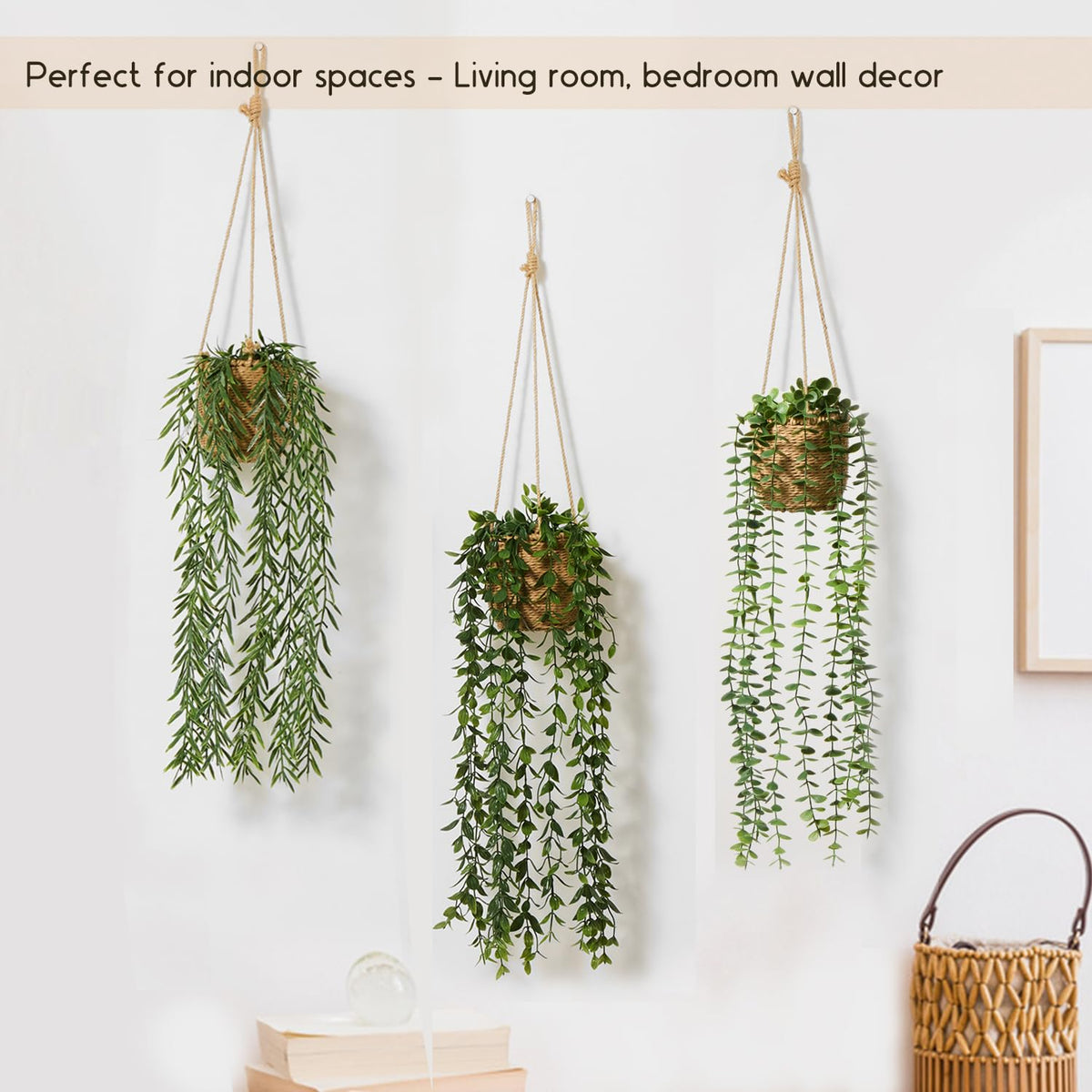 Mokof premium plastic plants with iron frames for durable decor.
