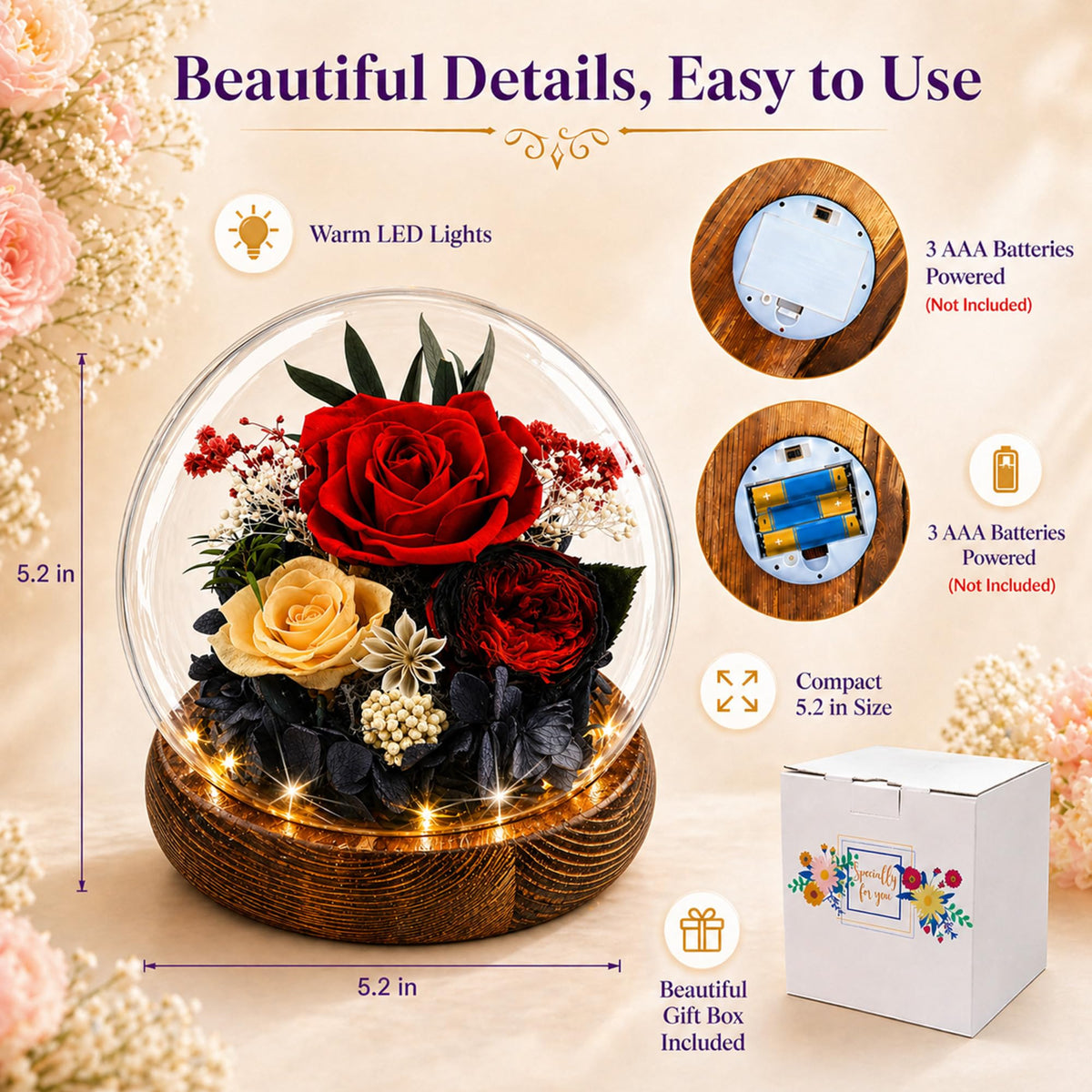 MOKOQI greeting card rose lets you write a personal message.