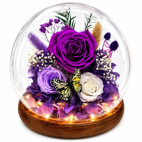MOKOQI purple rose butterfly dome gift idea for birthdays and anniversaries