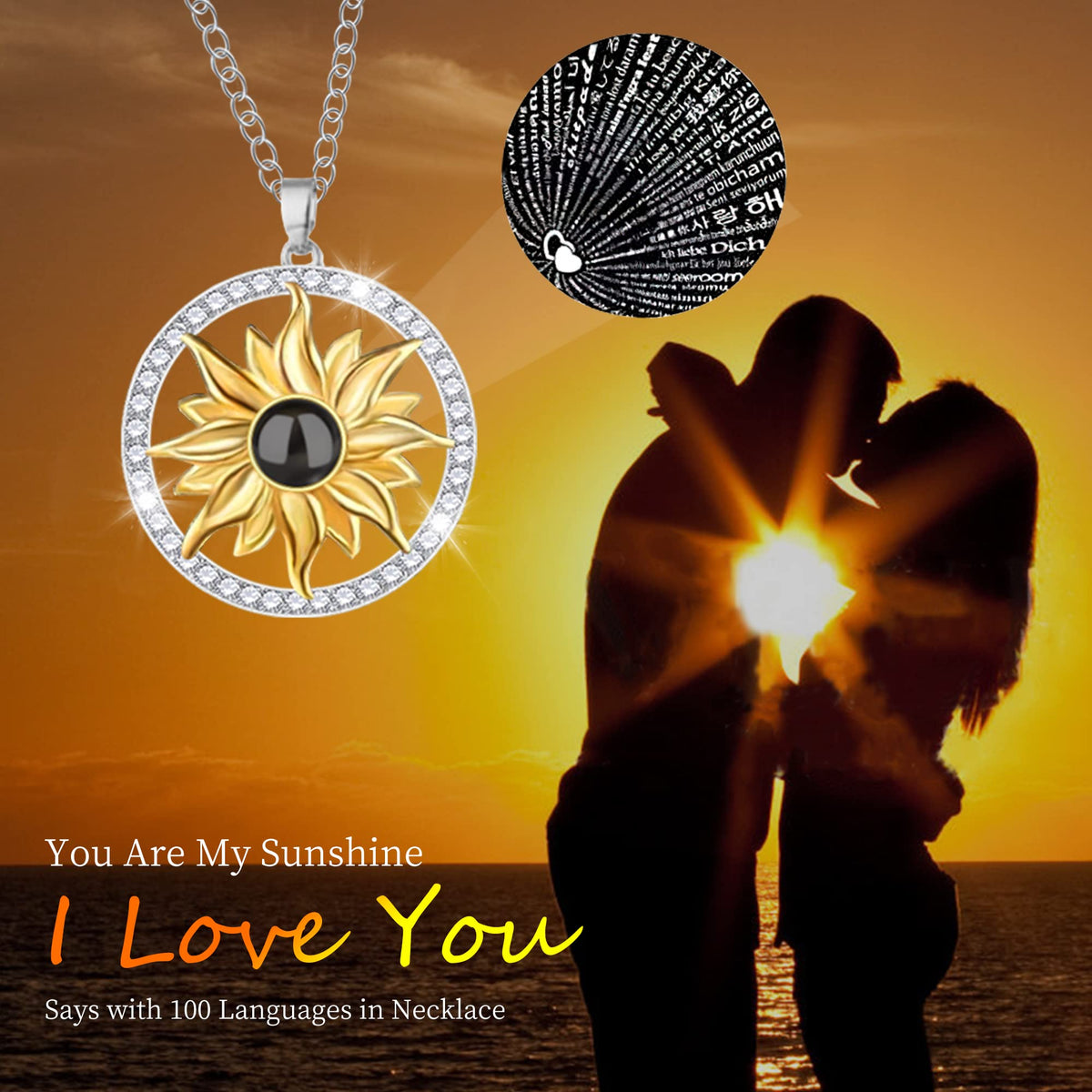 MOKOQI sunflower necklace close-up of the locket
