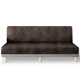 Molasofa leather-like futon slipcover in dark brown protects your sofa bed and hides wear.