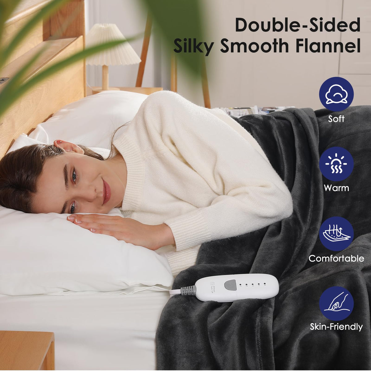 Charcoal grey Molatink blanket adds a sleek, modern accent to any bed.