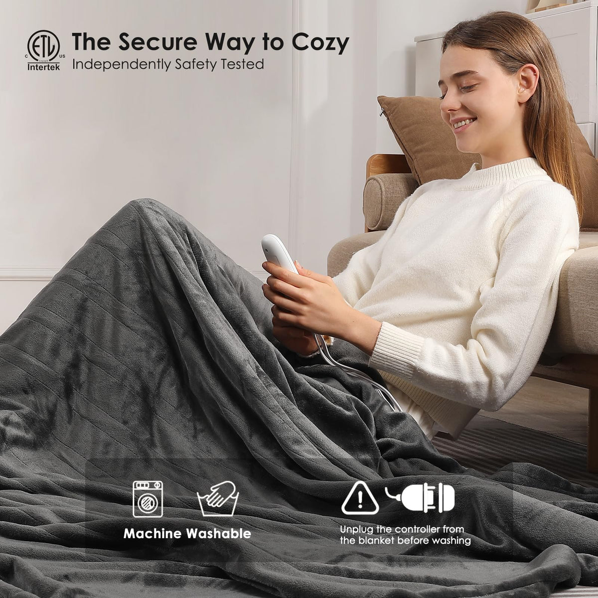 Molatink electric blanket offers five heat levels for customizable comfort.