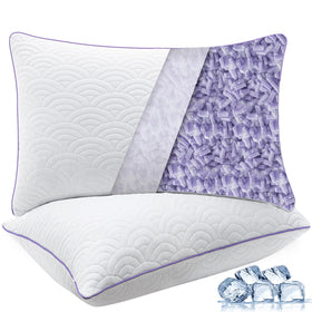 MOLCLCUY memory foam pillow king size front view with cooling gel fill