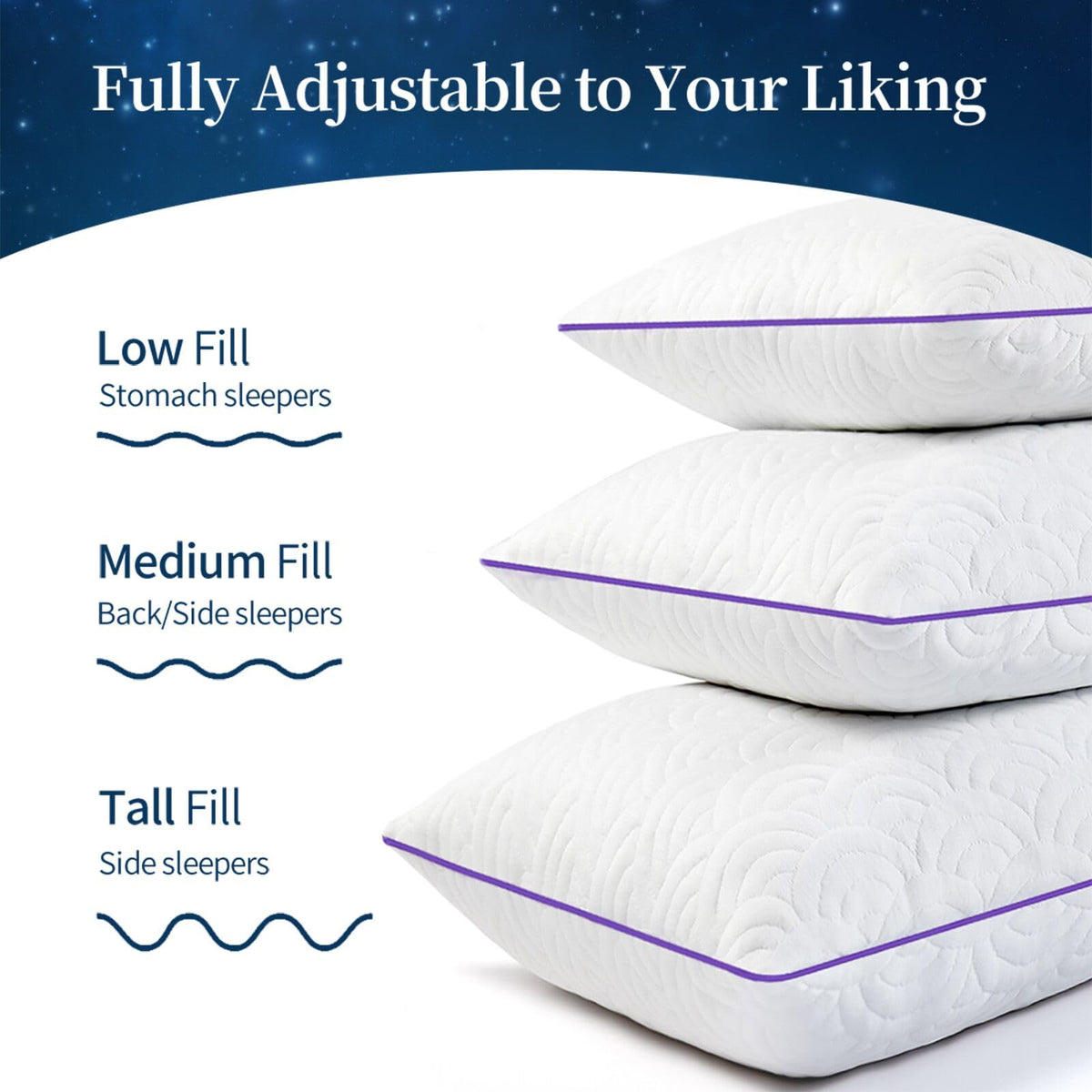 MOLCLCUY adjustable loft lets you customize height for any sleep position.