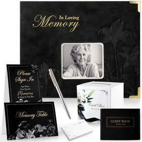 Molekaus embossed guest book cover with elegant memorial design