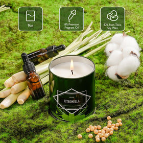 Molensun 9-ounce citronella candle burning evenly for outdoor serenity