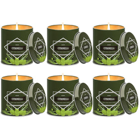Molensun citronella candles 6-pack in rustic tins for outdoor ambiance