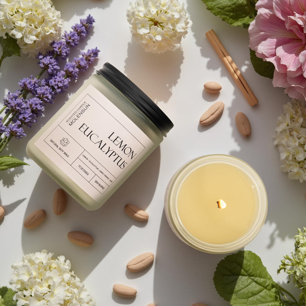 Molensun Jar Candle decorates and freshens any room.