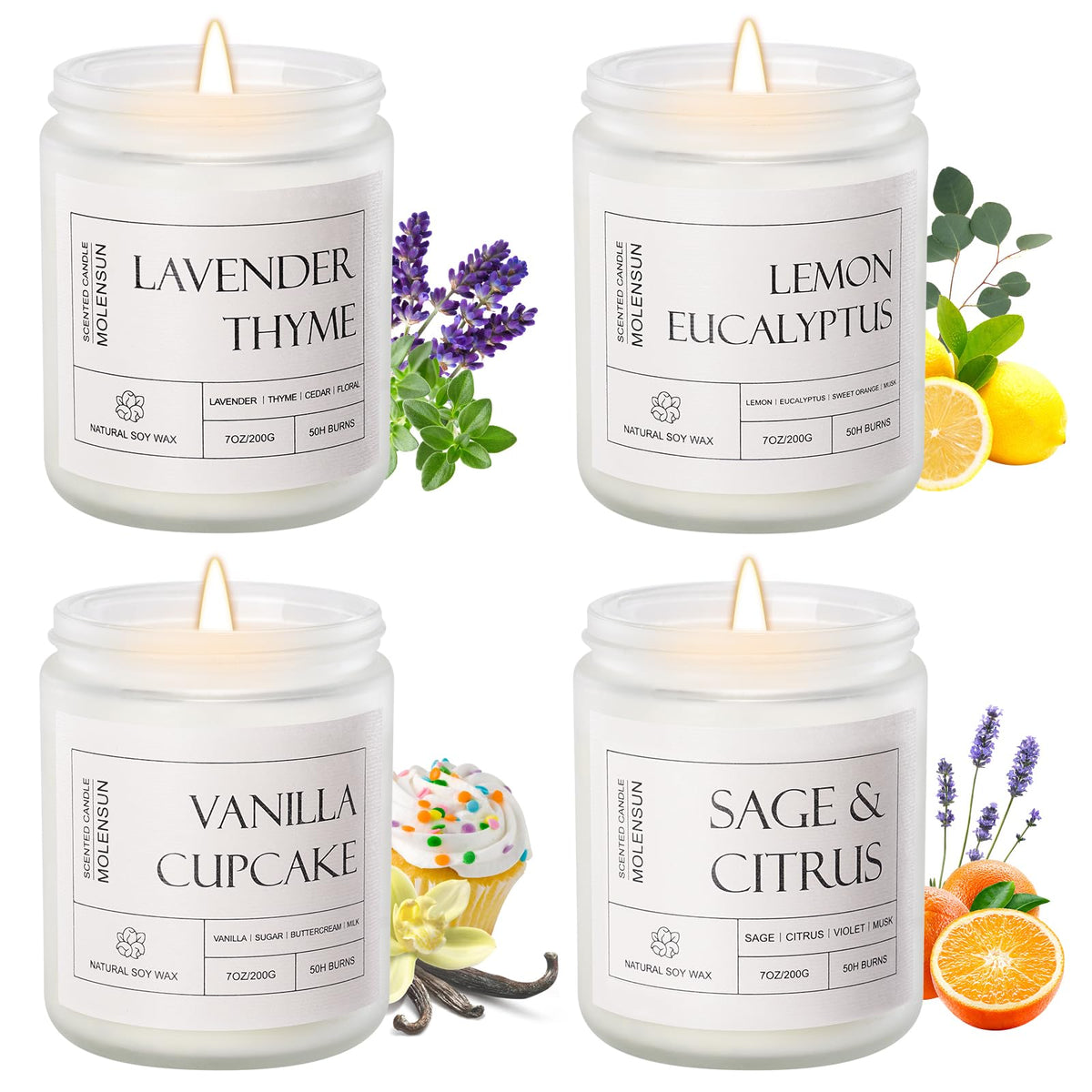 Molensun Lavender Thyme candle for relaxing evenings.