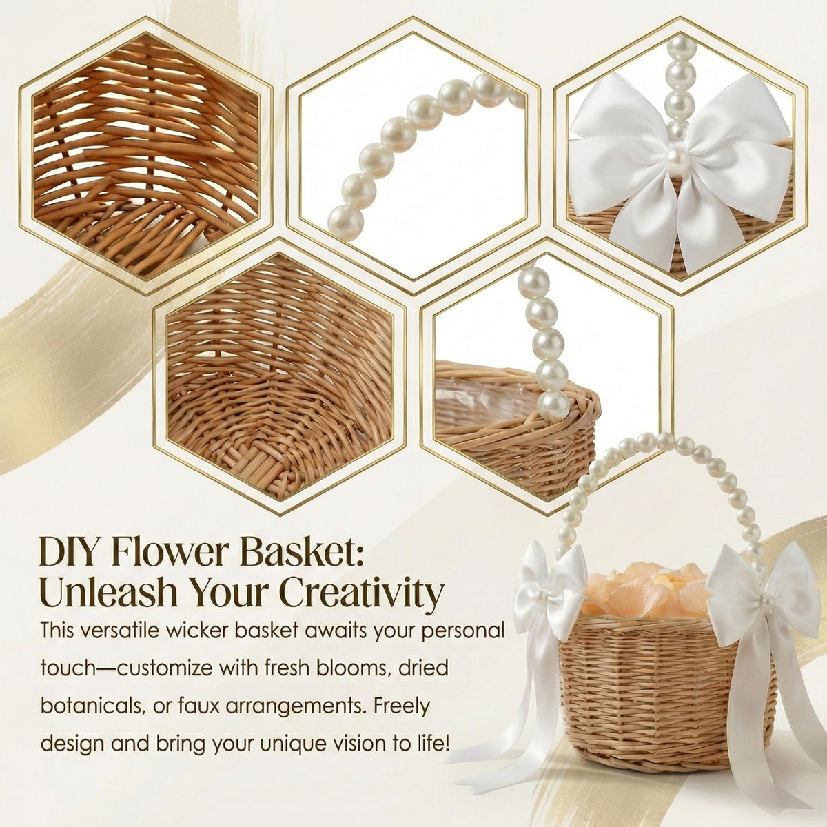 MOLTREX basket with 100 petals ready for a petal-filled aisle