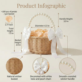 MOLTREX flower girl basket with satin ribbon bow enhances photos