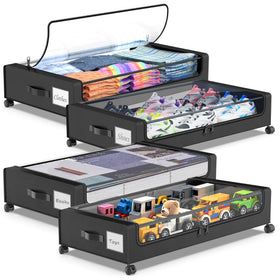 Molutsody under-bed storage with wheels offers easy rolling access for organized clothes.