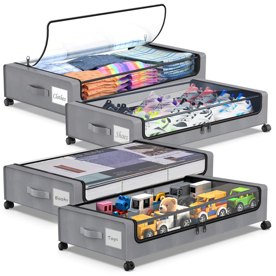 Molutsody under-bed storage wheels 4-pack for organized spaces.
