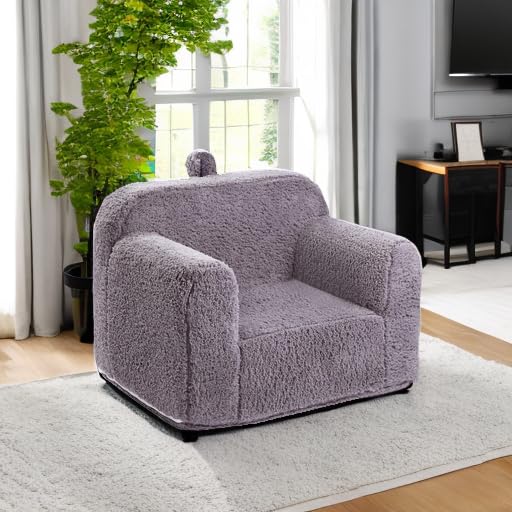 MOMCAYWEX grey chair in a kid-friendly room