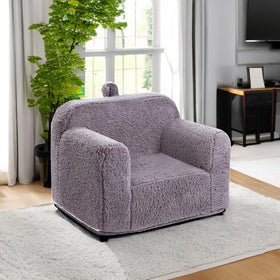 MOMCAYWEX grey chair in a kid-friendly room