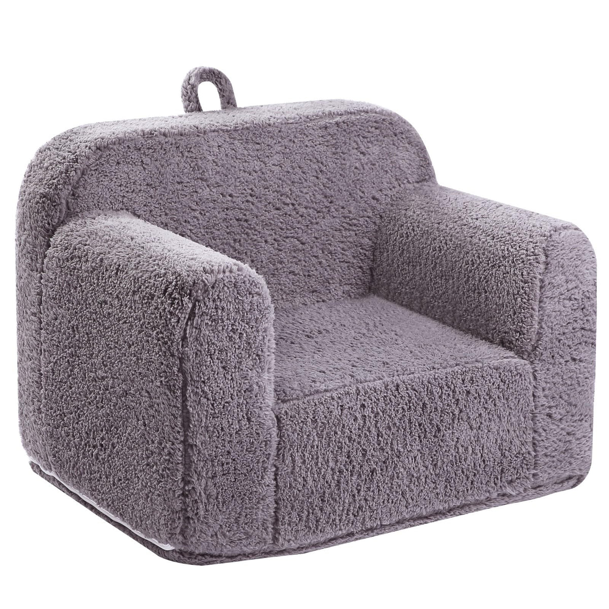 MOMCAYWEX kids sherpa chair front view showing cozy foam support