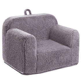 MOMCAYWEX kids sherpa chair front view showing cozy foam support