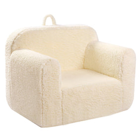 MOMCAYWEX Kids Snuggly-Soft Sherpa Chair front view showing cozy reading space