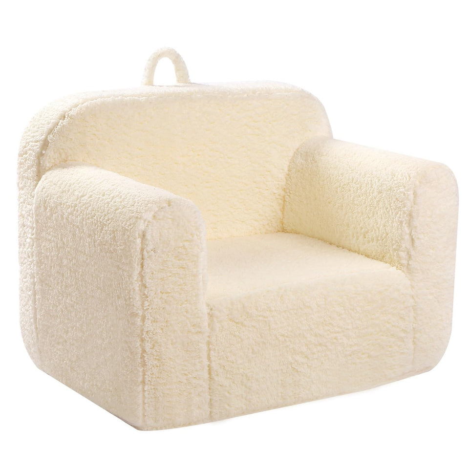 MOMCAYWEX Kids Snuggly-Soft Sherpa Chair front view showing cozy reading space
