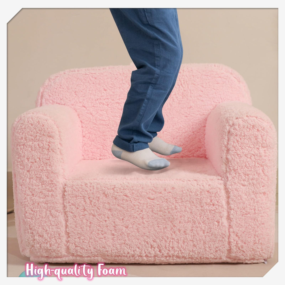 MOMCAYWEX cozy kid chair for reading, removable cover for easy washing.