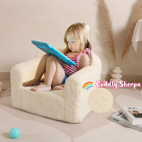 MOMCAYWEX Kids Snuggly-Soft Sherpa Chair Sherpa texture closeup for softness