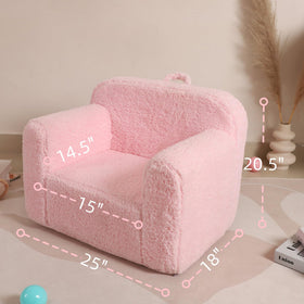 MOMCAYWEX kids chair side view pink, lightweight and easy to move for play.