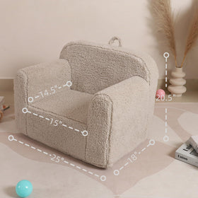 MOMCAYWEX sherpa chair side view portable and easy to move for play.
