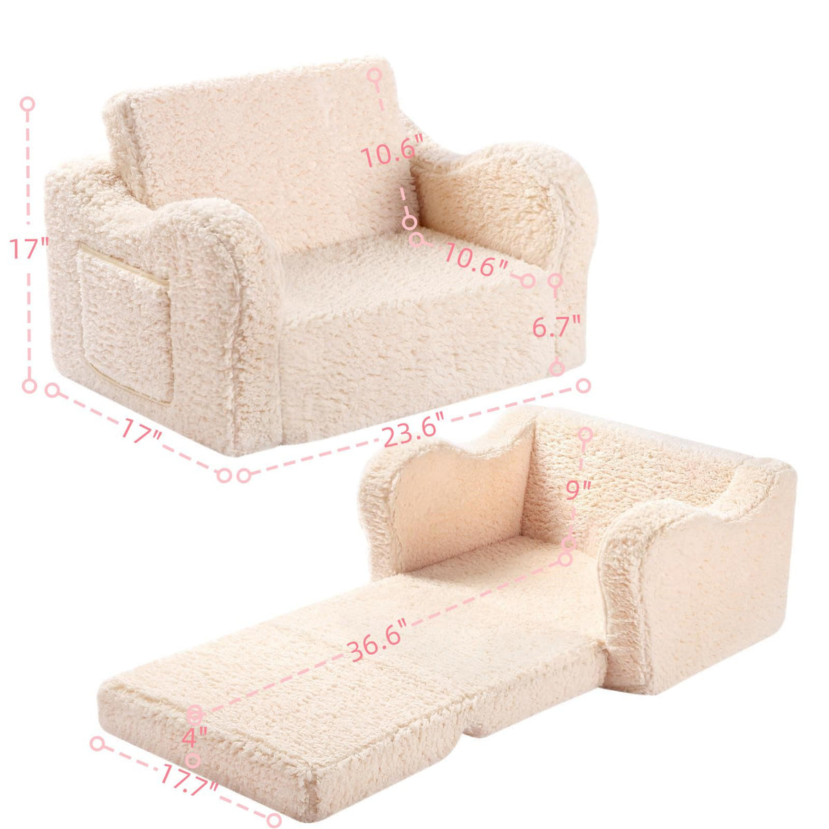 MOMCAYWEX 2-in-1 flip-out design creates extra lounge space for kids